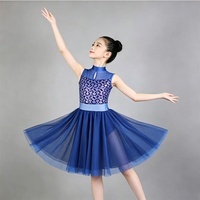 Costume de danse pour filles avec paillettes, tenue de pratique moderne pour enfants pour la danse chinoise, tulle pour examen et concours
