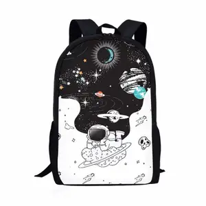 Hochwertige Kinder Bookbags Benutzer definierte Cartoon-Bilder von Astronauten, die in den Weltraum zum Mond gehen Teenager Schult asche Rucksack Kinder