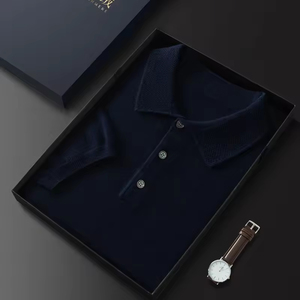 T-shirt en cachemire pur à 100% pour homme, style classique, col polo uni, manches courtes, pull, vente en gros, sur mesure - Product Image 3