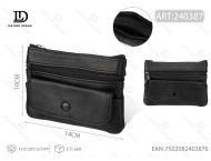 Porte-monnaie à grande rabatte, trois fermetures éclair, en cuir véritable, portefeuille minimaliste unisexe, 14 x 7 x 3 cm - Product Image 1