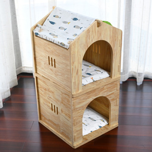 2025 Nieuwe Design Luxe Kattenmeubilair <span class=keywords><strong>Eva</strong></span> 2-Level Kattenbedden Duurzaam Opvouwbaar Dierenhuis Voor Woonkamer