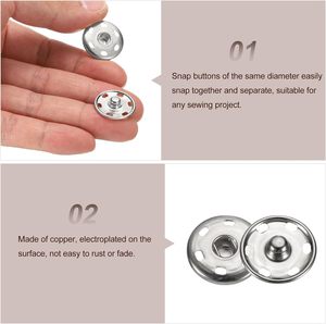 HARFINGTON Ensemble de boutons-pression à coudre en métal, attaches à pression pour sacs à main, vêtements, etc. - Product Image 4