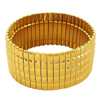 Gelang Kotak Minimalis Warna Tahan Luntur Baja Titanium Lapis Emas 18K Rantai Kuba Logam Rantai Tangan Fashion untuk Pemakaian Sehari-hari