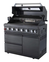 Barbecue de luxe portable 304 en acier inoxydable noir robuste 8 brûleurs pour arrière-cour cuisine extérieure ensemble complet îlot d'armoire