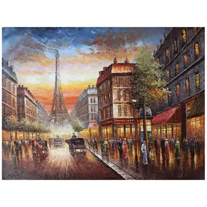 Galerie Qualität hand bemalte Landschafts malerei Paris Street Sunset Malerei Kunst Wand dekoration