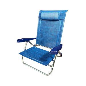Chaise de plage en aluminium avec accoudoirs 55x46x80 cm, 7 positions inclinables avec coussin - Product Image 1