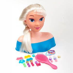 Tête de mannequin en PVC de haute qualité de 48 cm - Perles, élastiques et brosse pour la pratique de la coiffure des enfants, le jeu quotidien et les cadeaux - Product Image 3