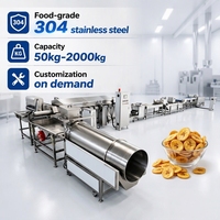 Productielijn voor bananenchips 100kg, aanpasbare machine voor plantainchips, schillen, snijden, frituren, kruiden, verwerking.
