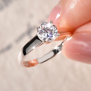 Factory Wholesale Round Cut Cubic Zirconia <b>Solitaire</b> <b>Rings</b> 14k Gold Filled Status Wearing Jewelry for Women - Product Image 2