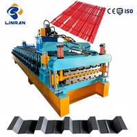 Máquinas Formadoras de Rollos de Doble Capa LINRAN, Máquina para Fabricar Láminas de Hierro, Panel de Techo 840, Rollo de Techo Trapezoidal Corrugado IBR