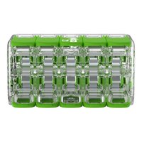 Conectores de Empalme WAGO 221-430, Serie Verde, 4 mm, 10 Conductores, Carcasa Transparente para Todo Tipo de Conductores, 450V 4kV 32A