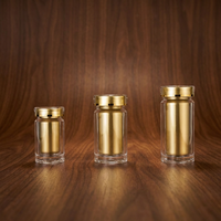 Flacon à pilules et capsules double couche en acrylique mat doré et argenté de qualité supérieure, 100 ml, avec bouchon à vis de qualité alimentaire