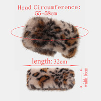 Bandeau léopard tendance automne-hiver, double couche, chaud, en peluche, avec cache-oreilles larges, 55-58 cm