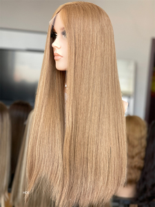 2025 cheveux slaves 24 pouces blond casher perruque Super légère couche blanchiment noeud cheveux vierges Style droit pour les femmes pour les Salons de coiffure - Product Image 3
