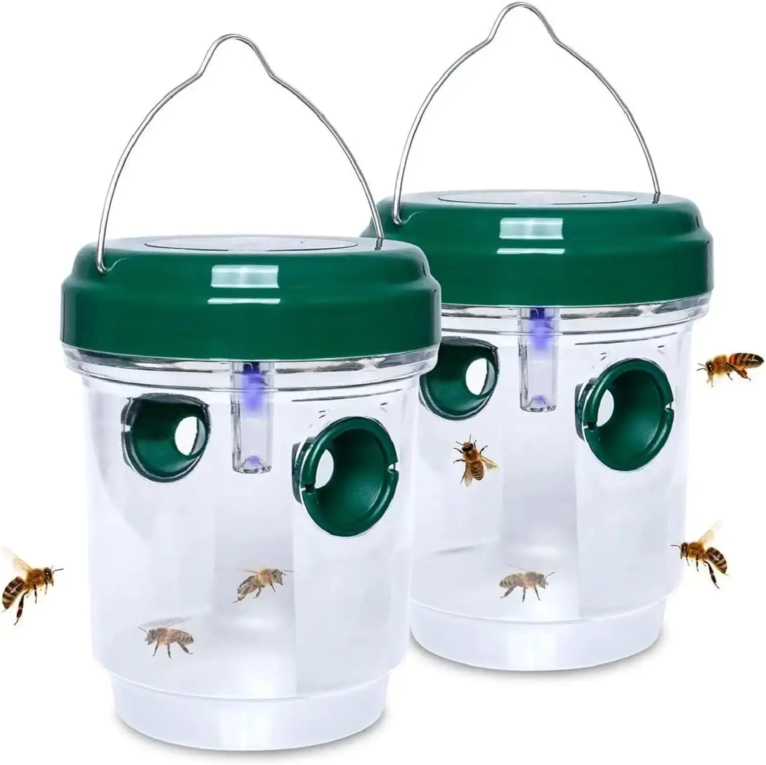 Wespenfalle solarbetriebene Bienenfalle wiederverwendbare Fliegenfallen im Freien hängender Wespenmörder mit UV-LED-Licht fliegende Insekten Bienenmörder Heim