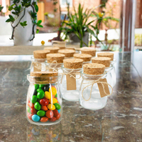 Vente en gros de pots à bonbons en verre transparent de 200 ml avec couvercles en liège - 7 oz, écologiques, pour cadeaux de mariage, épices, poudings et stockage DIY