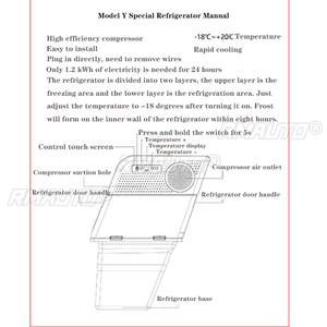 16L Rear Trunk Car Refrigerator for Tesla Model Y 2019-2023 <b>Compressor</b> Cooling Travel Mini <b>Fridge</b> Storage Refrigeration - Product Image 6