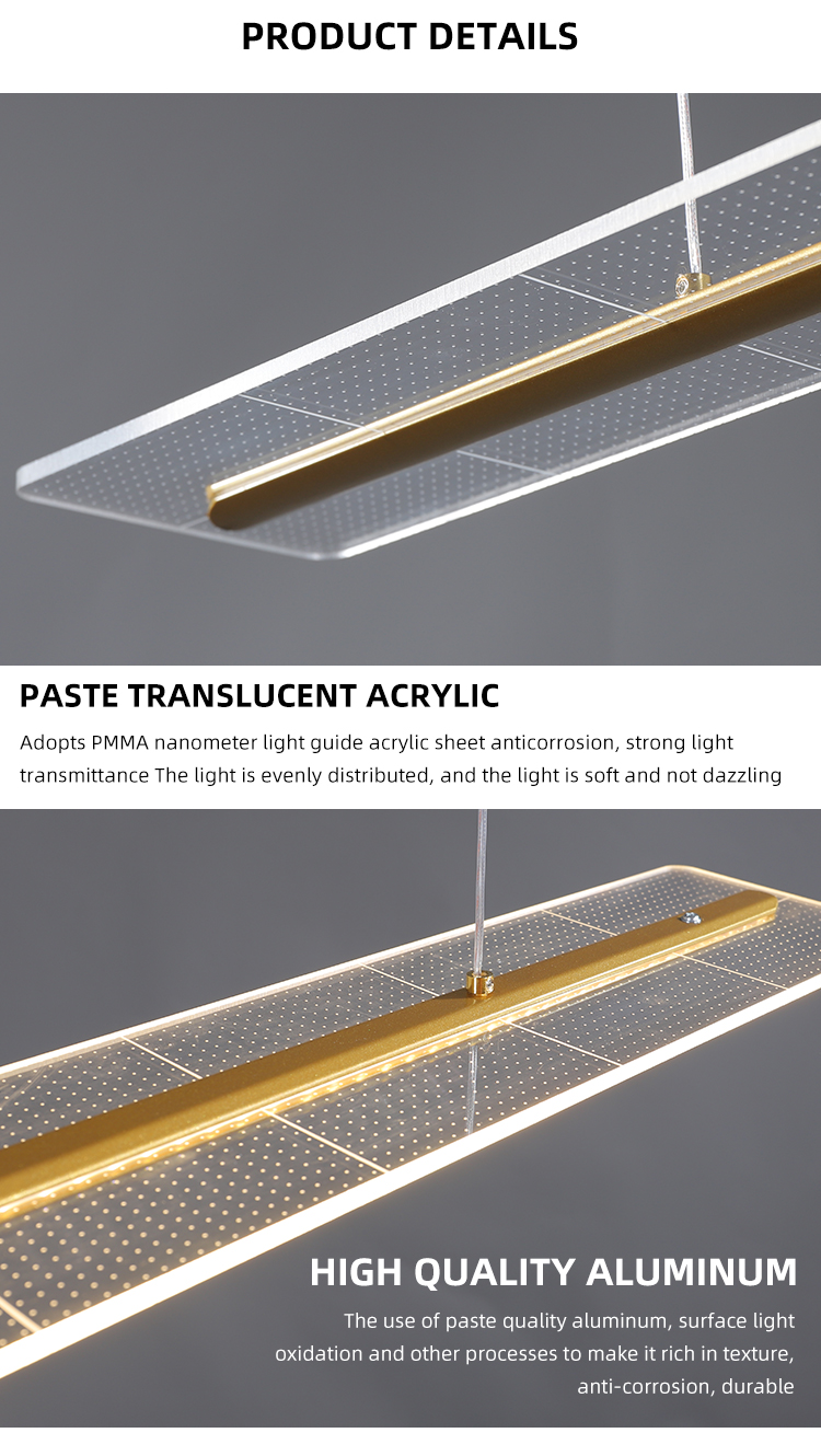 Europe Simple Style Minimalist Decoration Golden Acrylic Modern LED Chandelier Pendant Light Fixture
