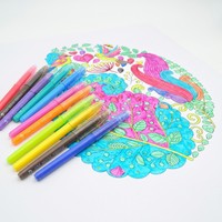 Marqueur d'art professionnel thermosensible effaçable, stylo de couleur avec 12 couleurs pour les livres de coloriage pour adultes