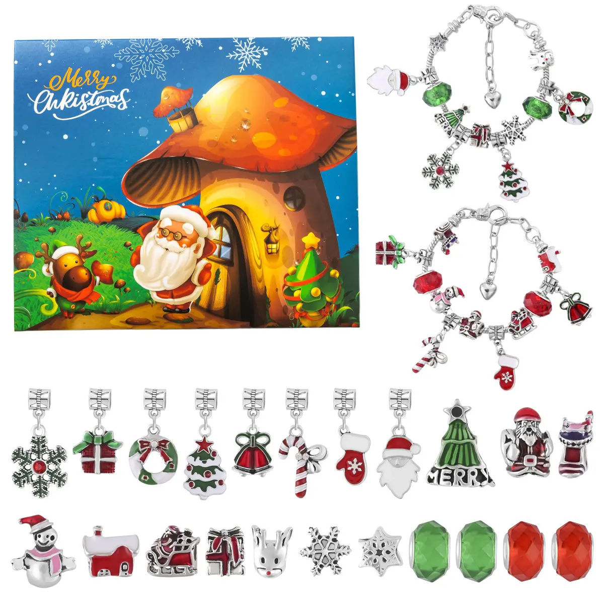 KIT DE FABRICACIÓN de pulseras Pulsera de Navidad para niños Pulsera de bricolaje para niños Juego de caja ciega