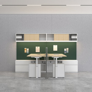 โต๊ะทำงานปรับระดับได้ด้วยมอเตอร์ไฟฟ้าคู่ พร้อมที่เก็บของด้านข้าง ระบบโต๊ะแบบม้านั่งปรับความสูงได้ พร้อมลิ้นชักเก็บเอกสารแบบเคลื่อนย้ายได้ - Product Image 3