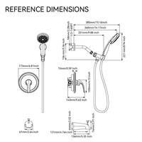 Système de douche mural encastré à tête ronde, mitigeur et robinet monocommande en laiton noir pour baignoire et salle de bain