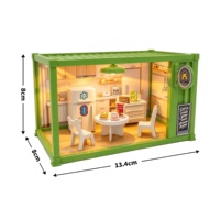 Set Bangunan Rumah Kontainer Miniatur DIY, Pajangan Ruangan dengan Furnitur dan Lampu, Mainan Peran untuk Anak-anak dan Dewasa
