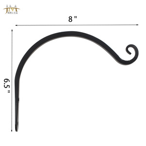 JIM Garden Flower Basket Hanging Hook 8 Inch Black Wrought Iron Wall Mount <b>Bracket</b> For Indoor Outdoor Planting Decoration - Product Image 1