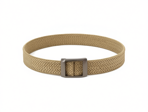 Cinturón de Hombre con Hebilla de Aleación y Tela Tejida, 4.0cm x 125cm, Color Caqui, Cinturones Metálicos - Product Image 1