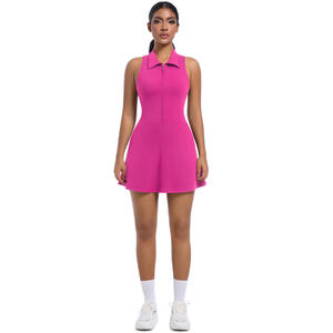 YS032 Set gaun olahraga wanita, pinggang tinggi, pakaian pelangsing lintas batas untuk berlari, Golf, tenis, Yoga, kerah lipat, Logo OEM - Product Image 1