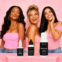 Kit d'installation de perruques avec logo personnalisé, colle pour dentelle, bâton de cire imperméable, dissolvant d'adhésifs, spray de fusion de dentelle et contrôle des bords