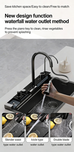 Estación de trabajo debajo del fregadero de la cocina con múltiples funciones, fregadero de acero inoxidable con rociador extraíble y escurridor. - Product Image 4