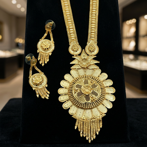 Wholesale Fashion 14K 18K 24K Micro Gold <b>Long</b> <b>Necklaces</b> Set, Traditional Jewelry Set, Micro Gold Floral Design <b>Long</b> Jewelry Set. - Product Image 2