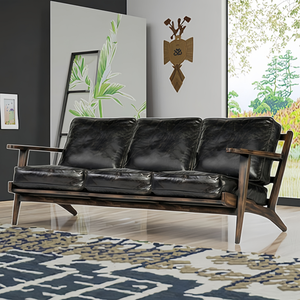 Nhà Máy Bán Buôn Sang Trọng Phong Cách Thiết Kế Truyền Thống Tùy Chỉnh Khung Gỗ Rắn Và Ghế <span class=keywords><strong>Sofa</strong></span> Da Cho Phòng Khách Văn Phòng - Product Image 1