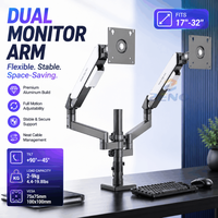 Support double moniteur Zeno en aluminium, bras de bureau en métal pour écrans 17-32 pouces, idéal pour PC et compétitions e-sport
