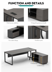 Hot Sale Wholesale Custom L Shaped Executive Office Desk with Cable Box and Lockable <b>Drawer</b> Eco Board Workstation - Product Image 5