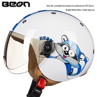 Casco de Motocicleta para Niños BEON B-103, Diseño de Dibujos Animados, 3/4 Abierto, Certificado 3C, para Niños y Niñas, para Conducir Patinetes Eléctricos