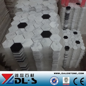 <strong>Hexagon</strong> Mix Mosaic Bathroom Cheap Indoor White <strong>Marble</strong> Mosaic <strong>Tile</strong> and Black - Product Image 3