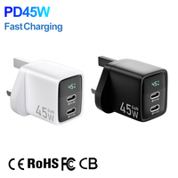 Chargeur Mural Rapide Original IBD en Gros GaN PD 45W 40W avec Affichage Numérique Type-C USB-A pour iPhone 16 15 Ordinateur Portable