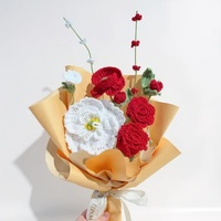 Bouquet de fleurs artificielles classiques en polyester doux fait à la main KIVA - Rose - Longue durée - Haute simulation - Cadeau pour anniversaire - Décoration de la maison