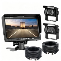 Moniteur de voiture AHD 1080P TFT 7 pouces à écran partagé avec deux caméras de recul, vision nocturne IR, connecteur aviation 4 broches pour camion, garantie 1 an