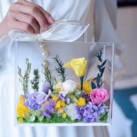 Boîte cadeau transparente en acrylique imprimée UV moderne, pour la Saint-Valentin Qixi, la demande en mariage, les fleurs éternelles, les anniversaires et les confessions