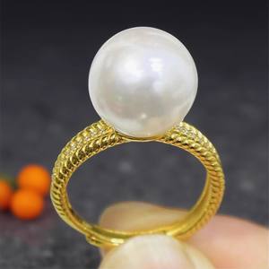 10600 Accesorios de Perlas DIY, Soporte para Anillo de Plata S925 con Cuentas Redondas de 8-10 mm, Anillo de Moda con Perlas Sueltas - Product Image 1