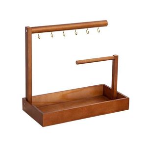 Japanese Style Wooden <b>Key</b> <b>Hanger</b> Desk Organizer Rectangle Multifunction Storage Rack For Entryway Desktop Neatening - Product Image 5