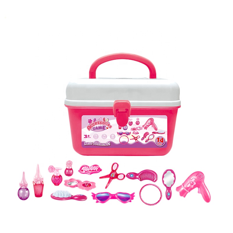 kids dress up jewelry toy make-up toy with plastic cell phone plastic jewelry box beauty toy set girls makeup dress up games