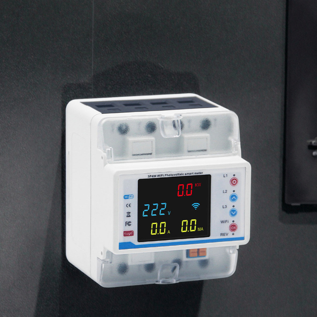 Tuya WiFi Smart 4P PC Circuit Breaker LED Display Automatic Reclosure Protector AC Three Phase 20kVA 50/60Hz CE Certified 99%
