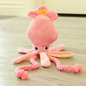 Lucu Squid Anjing Mainan Gurita Indah BB Plush Pet Puppy Rope Membersihkan Gigi Mainan Pink Chew Squeak Mainan untuk Anjing Kecil Persediaan Hewan Peliharaan
