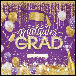 Graduation Party Tableware Set Purple Gold Theme Plates Napkins <b>Tablecloth</b> 40-60 Pcs Disposable Graduation Decorations - Product Image 4