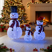 Nouvel ensemble de 3 figurines de bonhomme de neige LED pliables en fer, étanches IP44, écologiques, classiques, pour décoration de jardin extérieur de Noël 2026