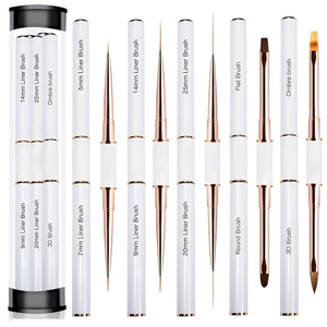 Meilleur <span class=keywords><strong>kit</strong></span> de pinceaux pour vernis à ongles en gel avec manche en métal Brosse à baiser sur les ongles en gel près de chez moi Doublure ovale plate en forme de cheveux Virole sertie - Product Image 3